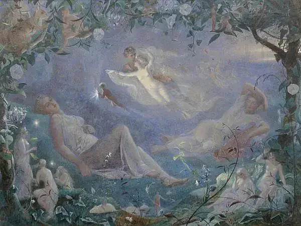Scene from A Midsummer Nights Dream by John Simmons 1873 watercolor