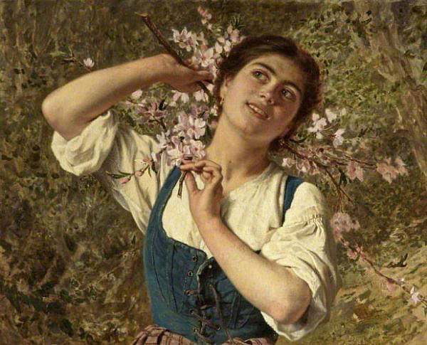 Sophie Gengembre Anderson Capri Girl with Flowers