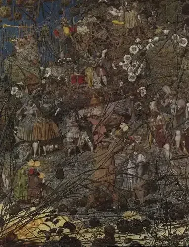The Mastery Stroke di Fairy Feller , olio su tela, 26 pollici x 21 pollici (1855-64; Tate, Londra).